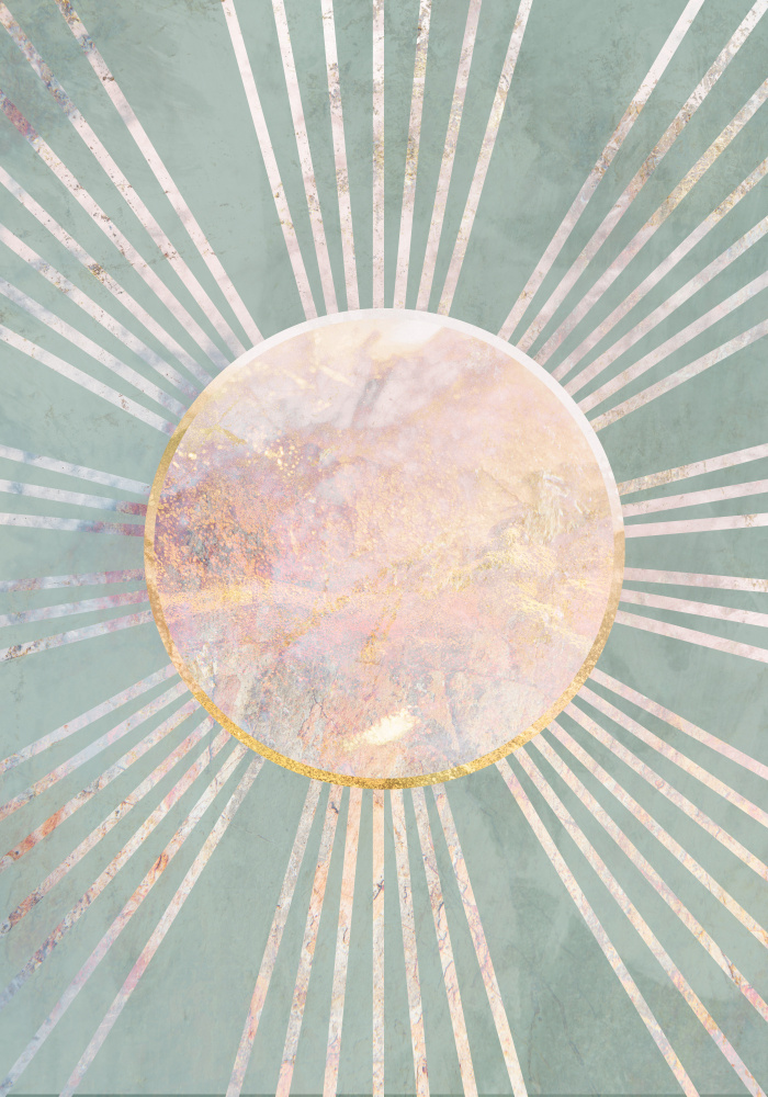 Sage Green Boho Sun Rays — kunstværk af Sarah Manovski