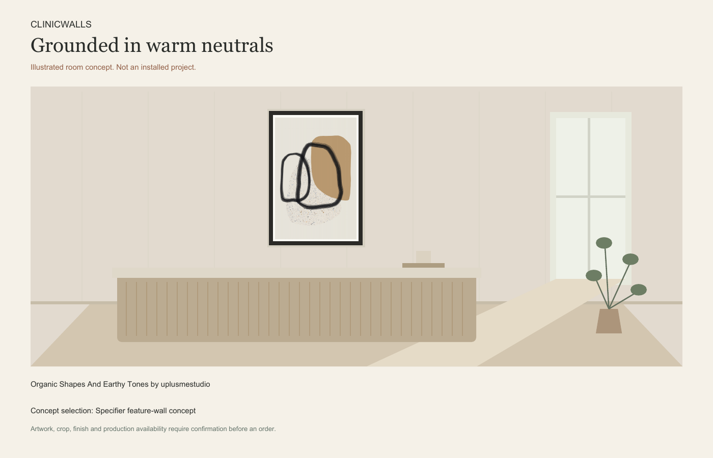 Illustrated commercial interior concept featuring Organic Shapes And Earthy Tones by uplusmestudio.