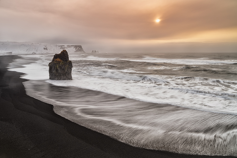 Black Sand Winter Waves — Canvas