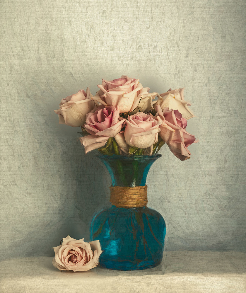 Soft Pink Roses Still Life — Canvas