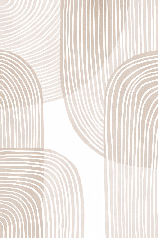 Abstract Beige Line Art — Canvas