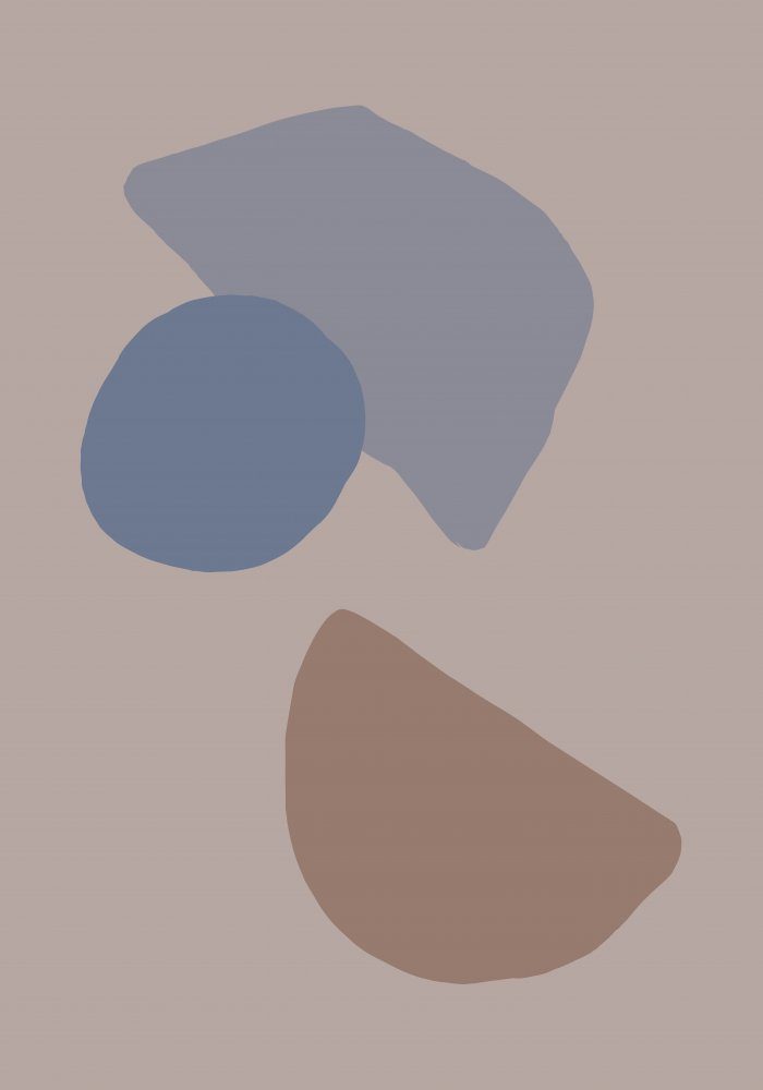Blue Brown Organic Shapes — Canvas