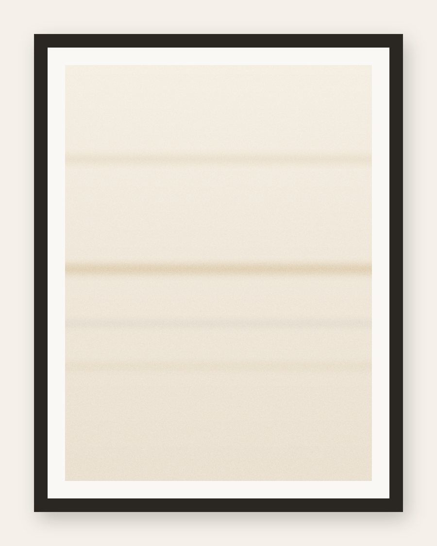Framed cream field with muted gold horizontal intervals, charcoal frame and cream mat