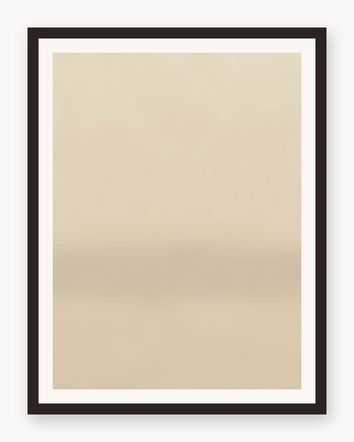 Framed champagne color-field wash, espresso frame and cream mat