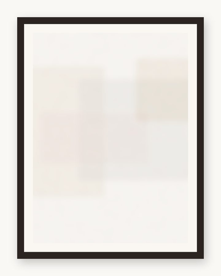 Framed ivory geometry with a champagne plane, espresso frame and cream mat