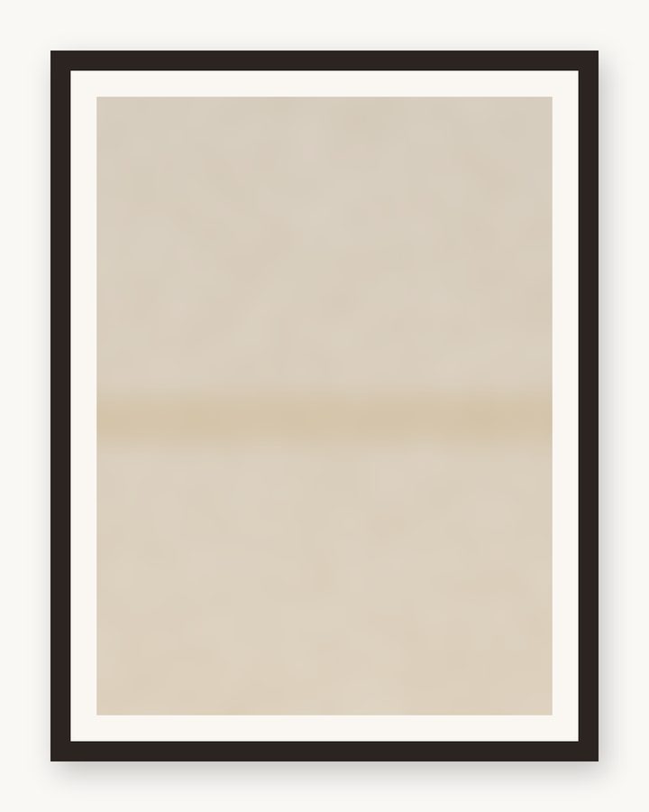 Framed quiet gold interval on ivory, espresso frame and cream mat