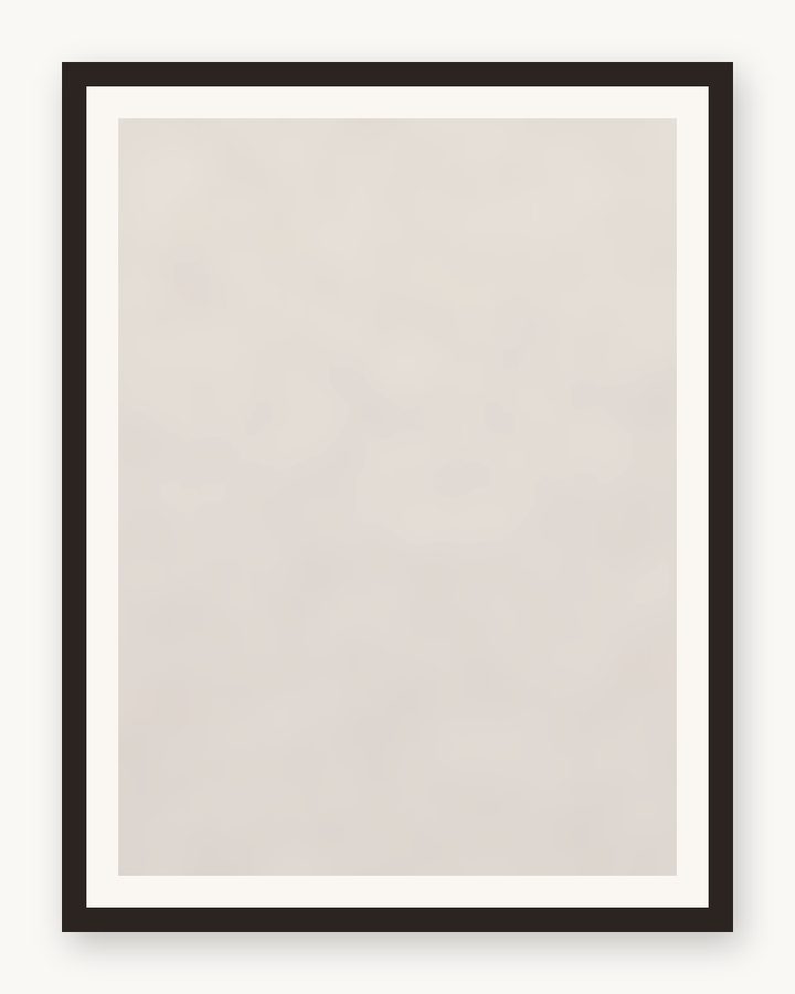 Framed soft marble-gray color-field, espresso frame and cream mat
