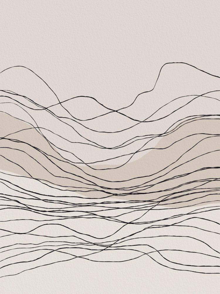 Calm Serene Line Art Nordic Mountain Decor — Canvas