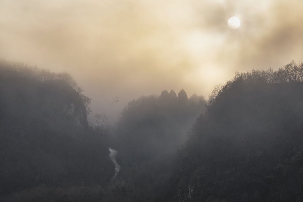 Misty Mountain Sunrise — Canvas