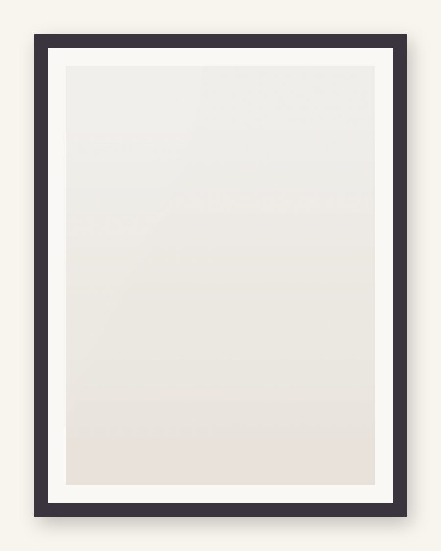 Framed ivory negative-space study, charcoal frame and cream mat