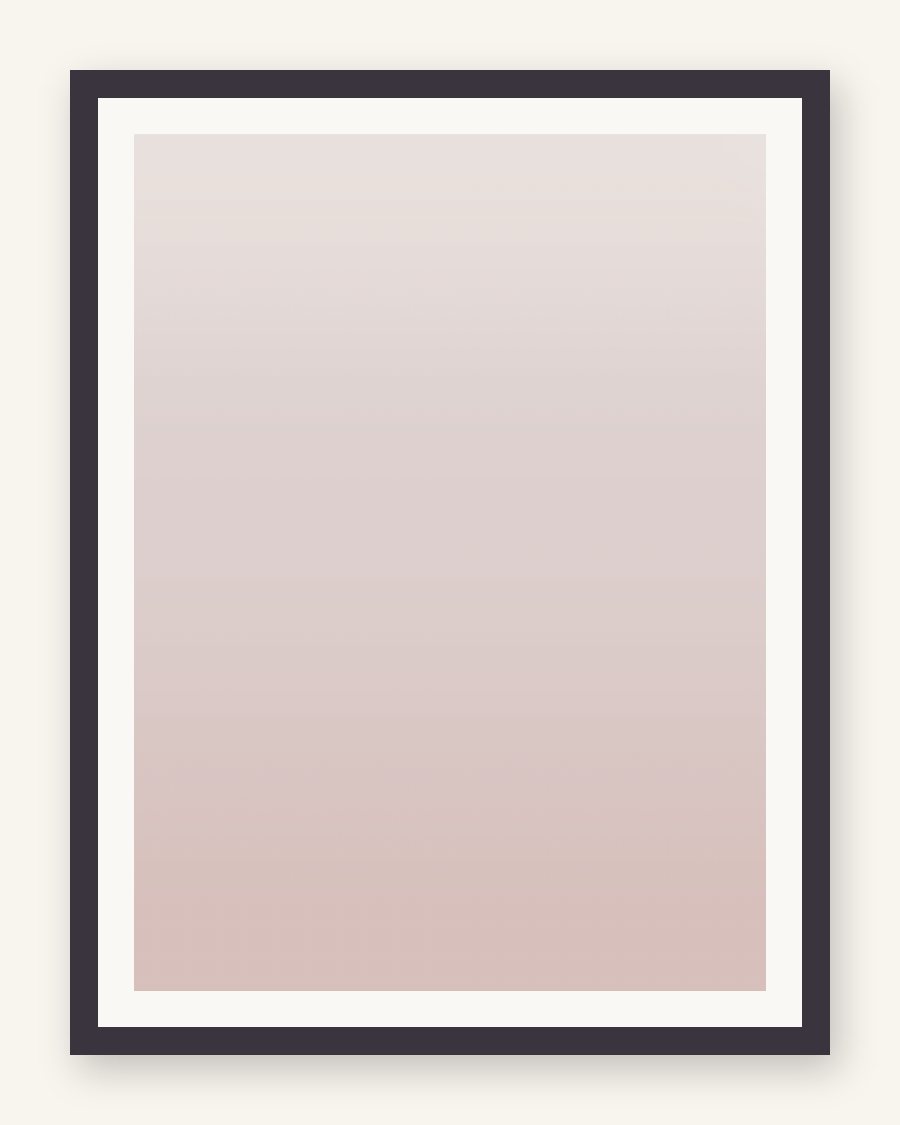 Framed dusty-rose watercolor wash, charcoal frame and cream mat